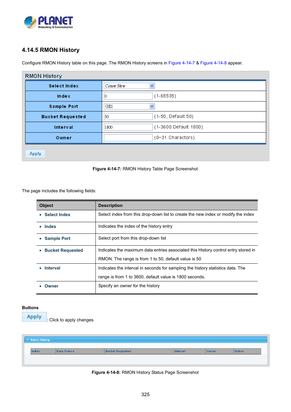 5 rmon history | PLANET LRP-822CS User Manual | Page 325 / 346