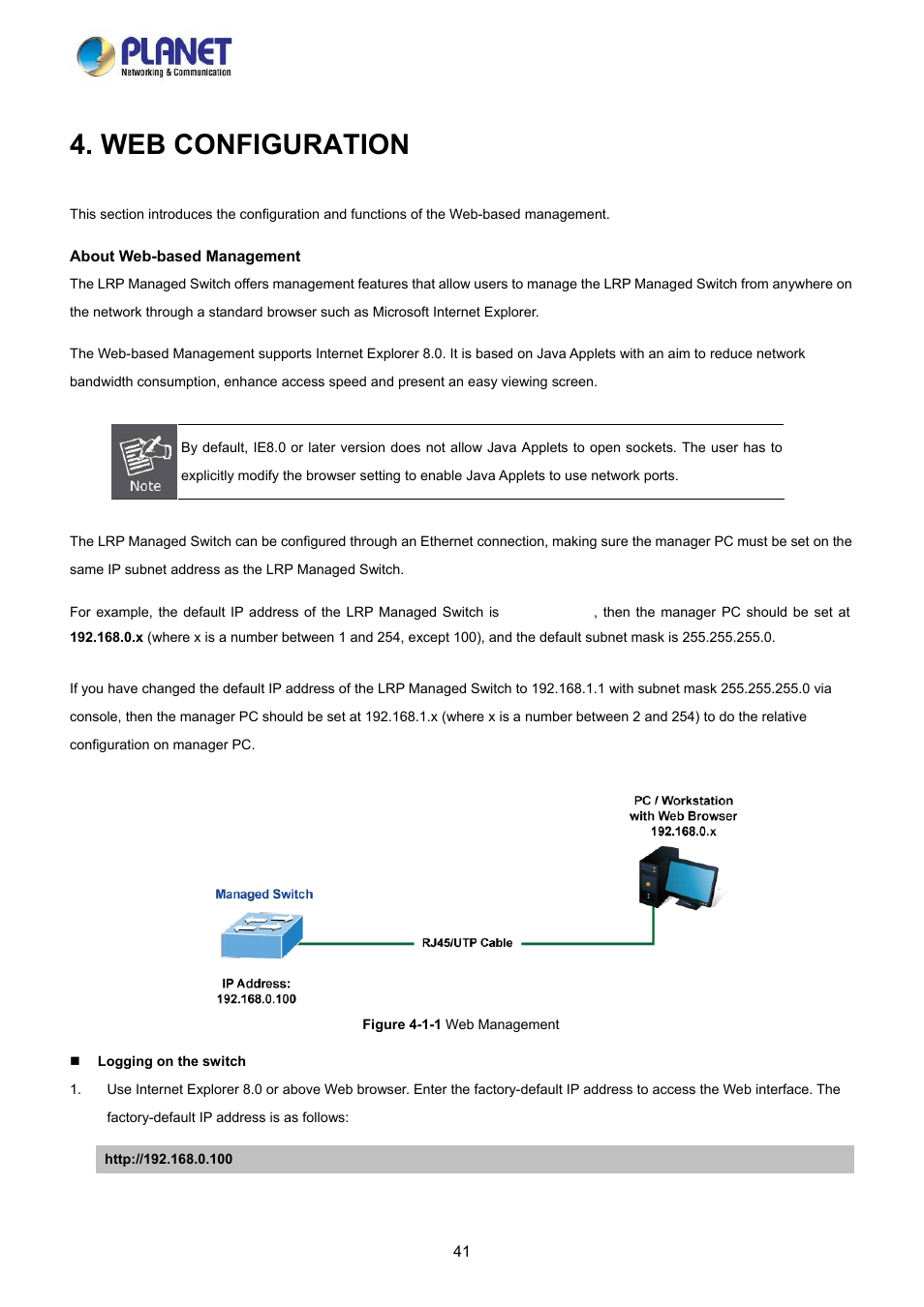 Web configuration | PLANET LRP-822CS User Manual | Page 41 / 346