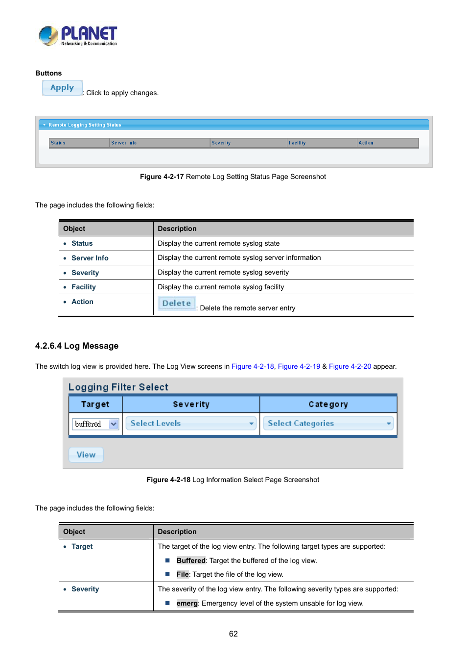 4 log message | PLANET LRP-822CS User Manual | Page 62 / 346