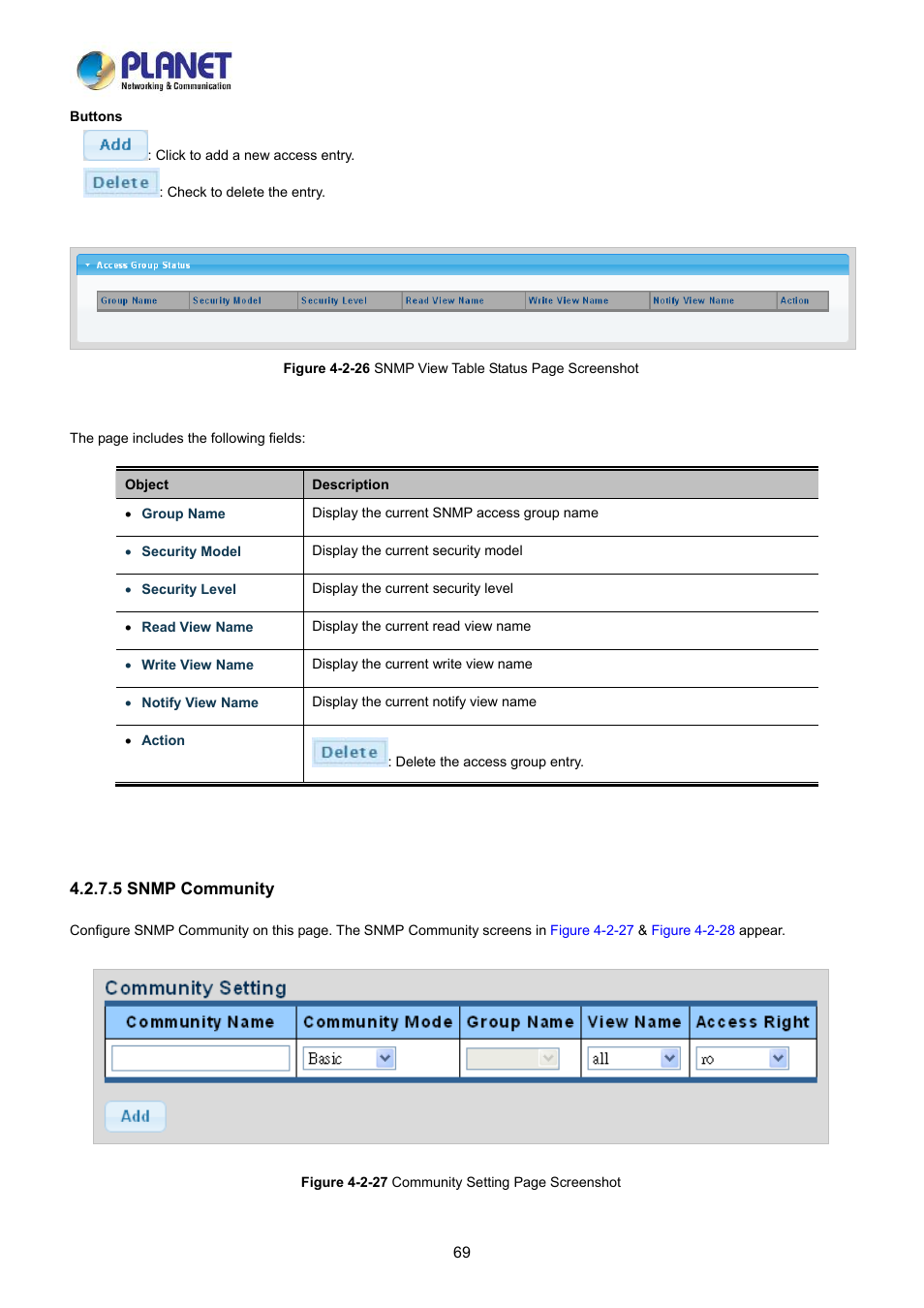 5 snmp community | PLANET LRP-822CS User Manual | Page 69 / 346