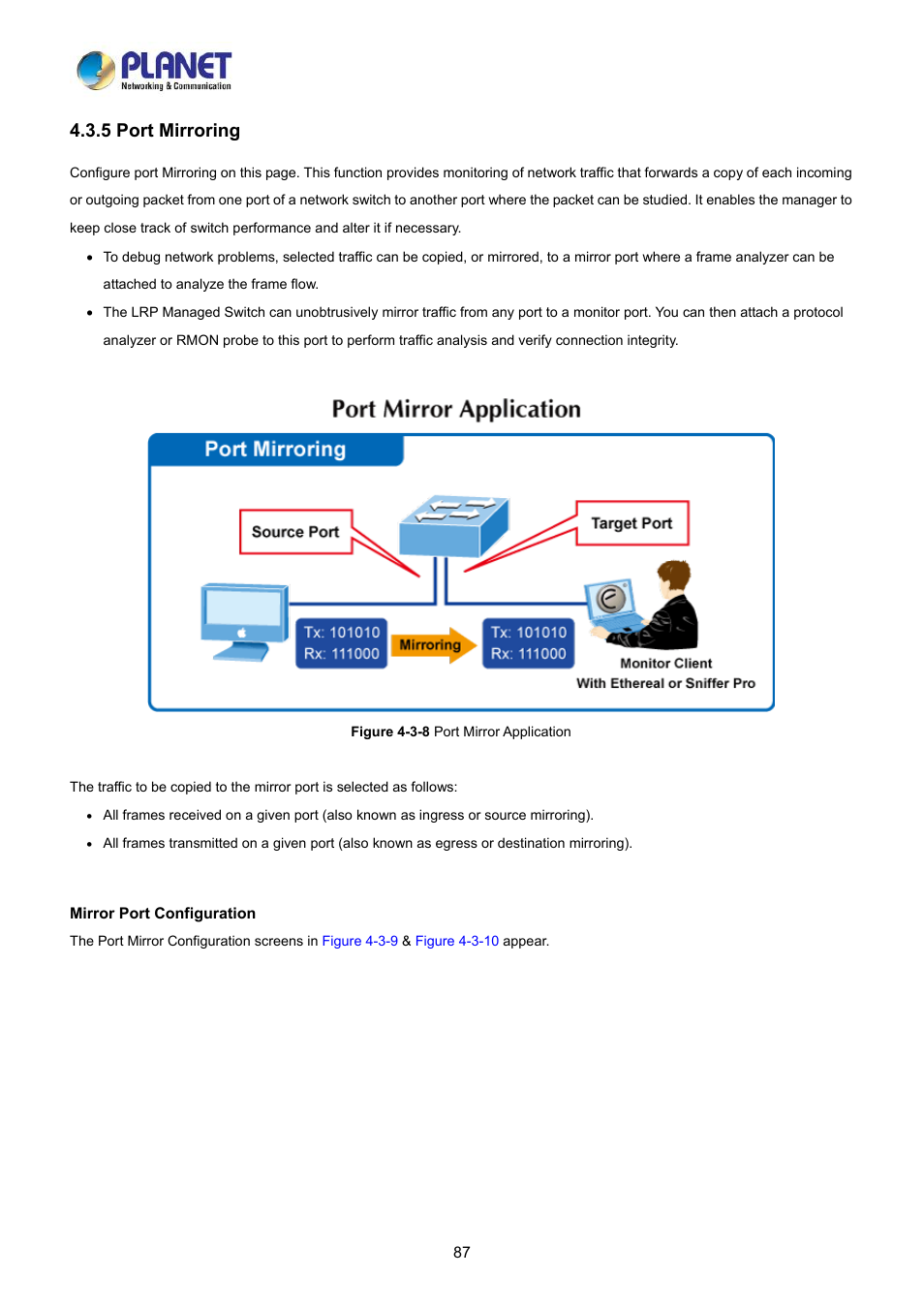 5 port mirroring | PLANET LRP-822CS User Manual | Page 87 / 346