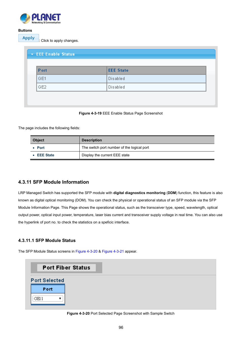 11 sfp module information, 1 sfp module status | PLANET LRP-822CS User Manual | Page 96 / 346