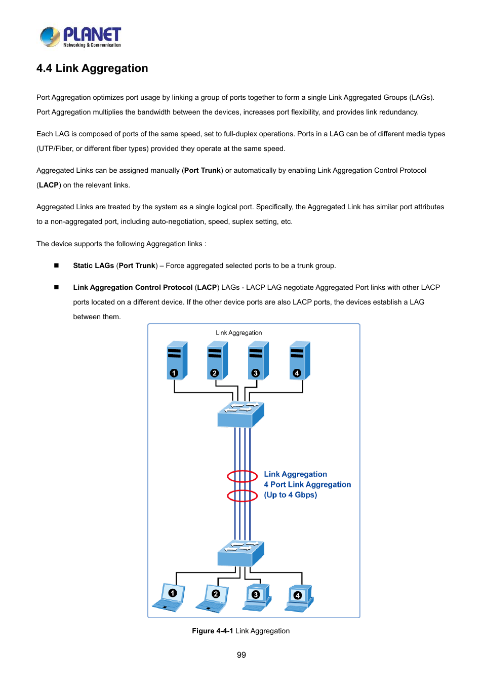 4 link aggregation | PLANET LRP-822CS User Manual | Page 99 / 346