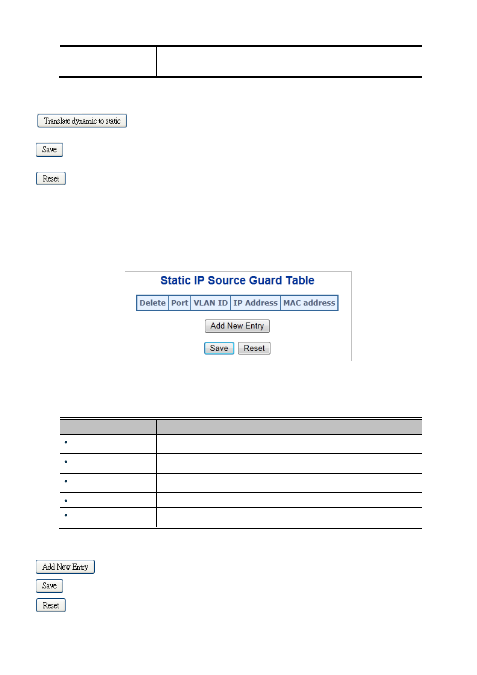 11 ip source guard static table | PLANET MGSD-10080F User Manual | Page 296 / 641