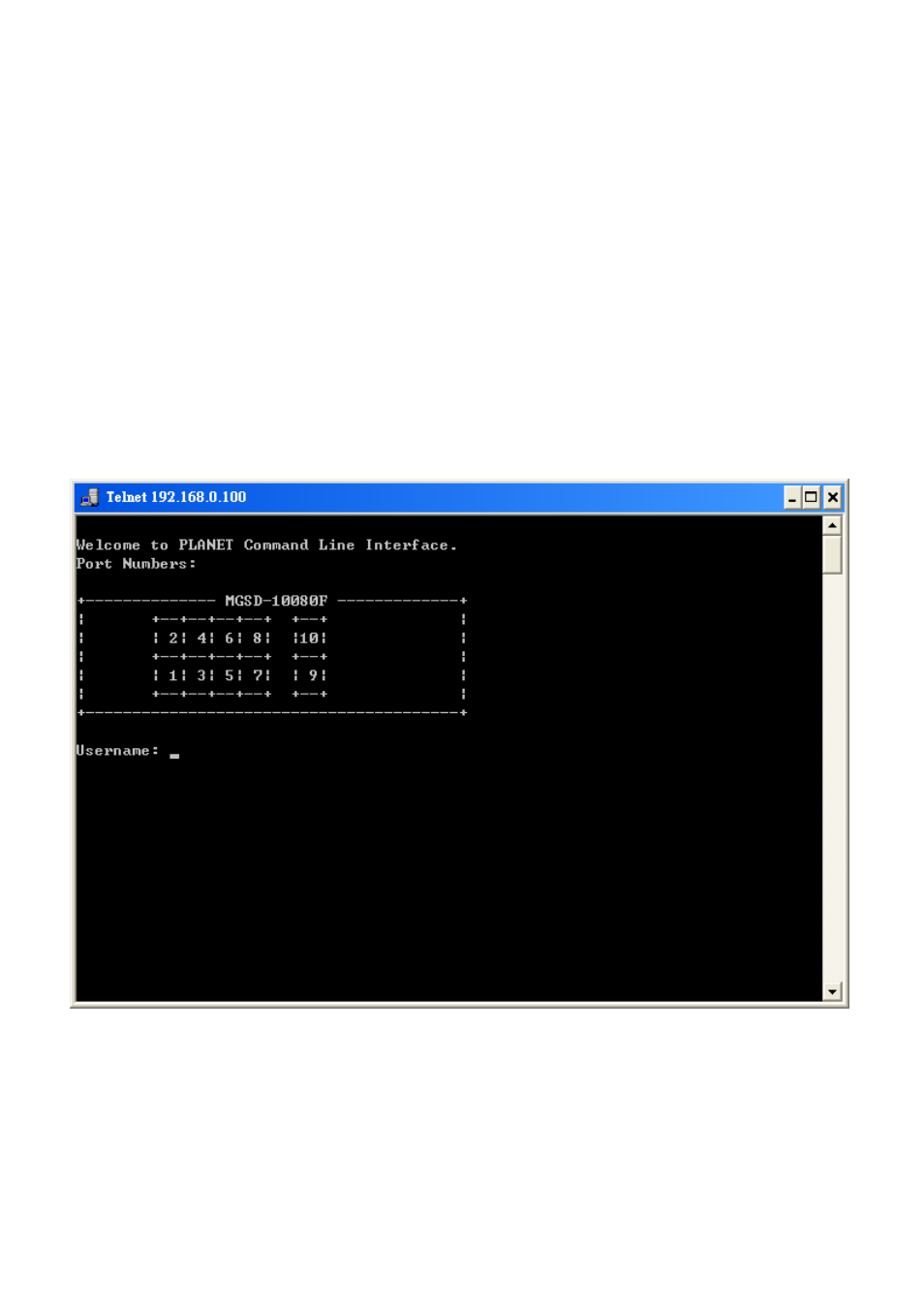 Command line interface, 1 accessing the cli, 2 telnet login | PLANET MGSD-10080F User Manual | Page 355 / 641