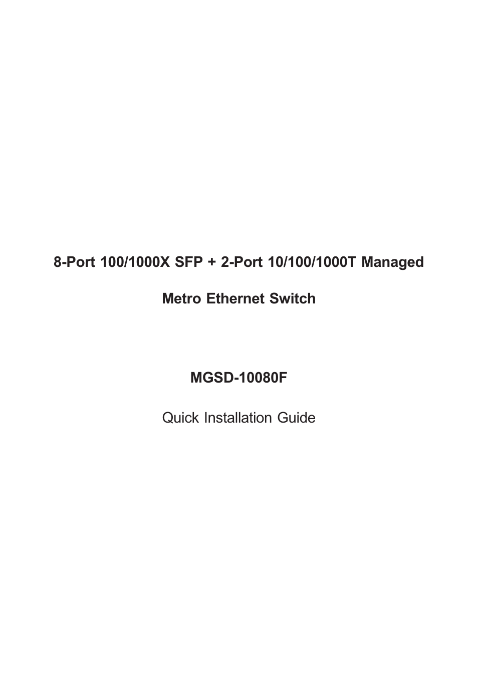 PLANET MGSD-10080F User Manual | 16 pages