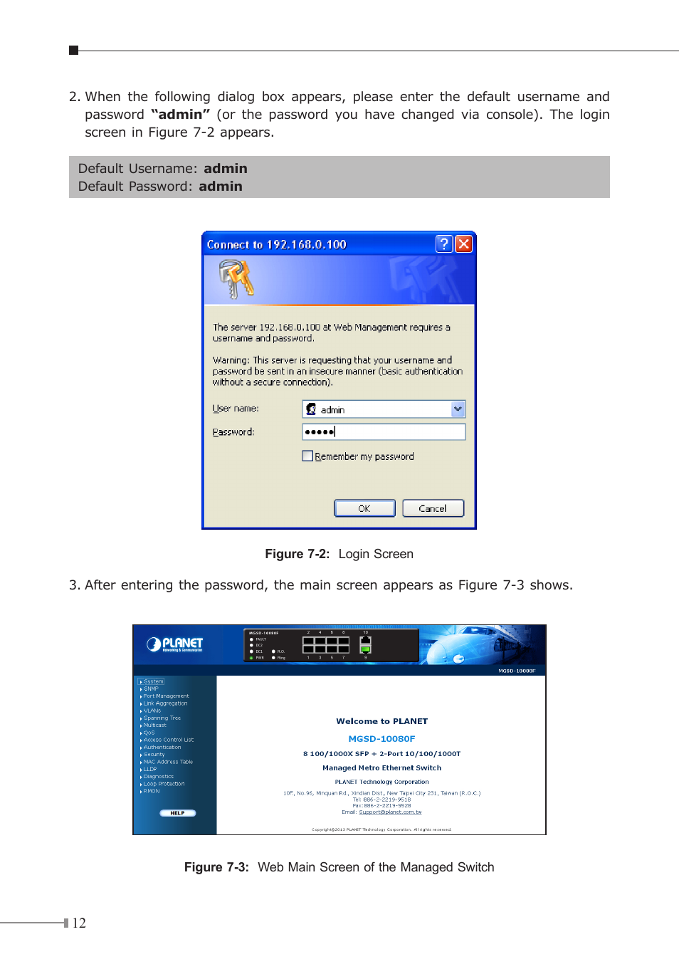 PLANET MGSD-10080F User Manual | Page 12 / 16