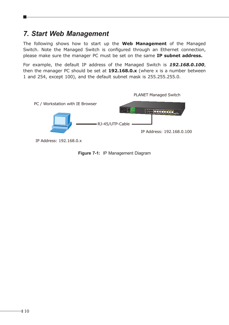 Start web management | PLANET MGSW-24160F User Manual | Page 10 / 16