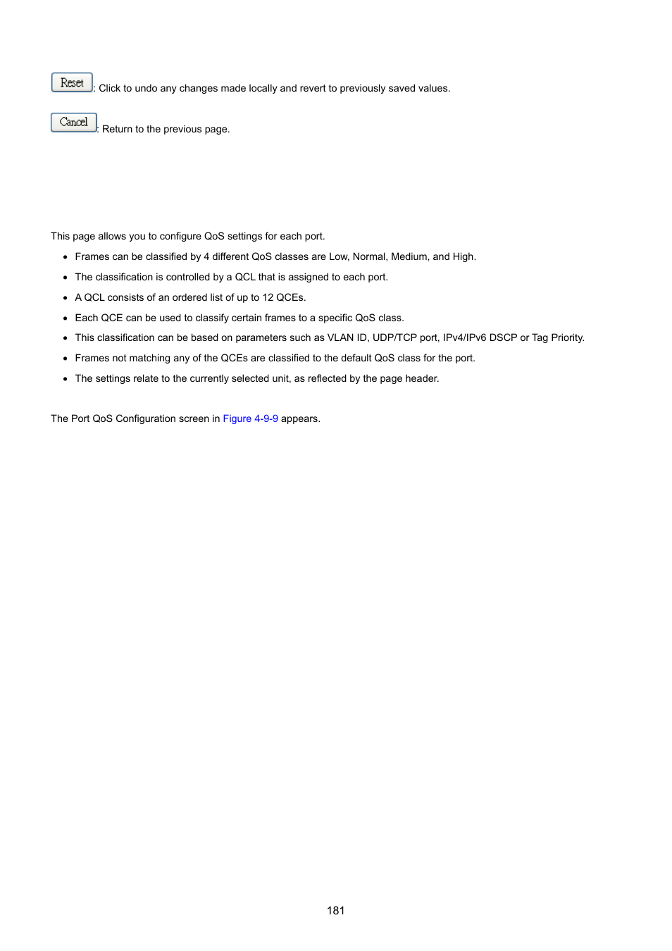 4 port qos configuration | PLANET MGSW-24160F User Manual | Page 181 / 523