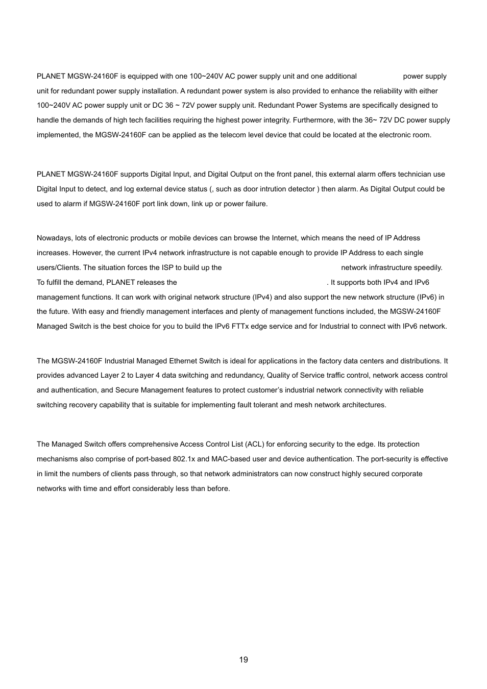 PLANET MGSW-24160F User Manual | Page 19 / 523