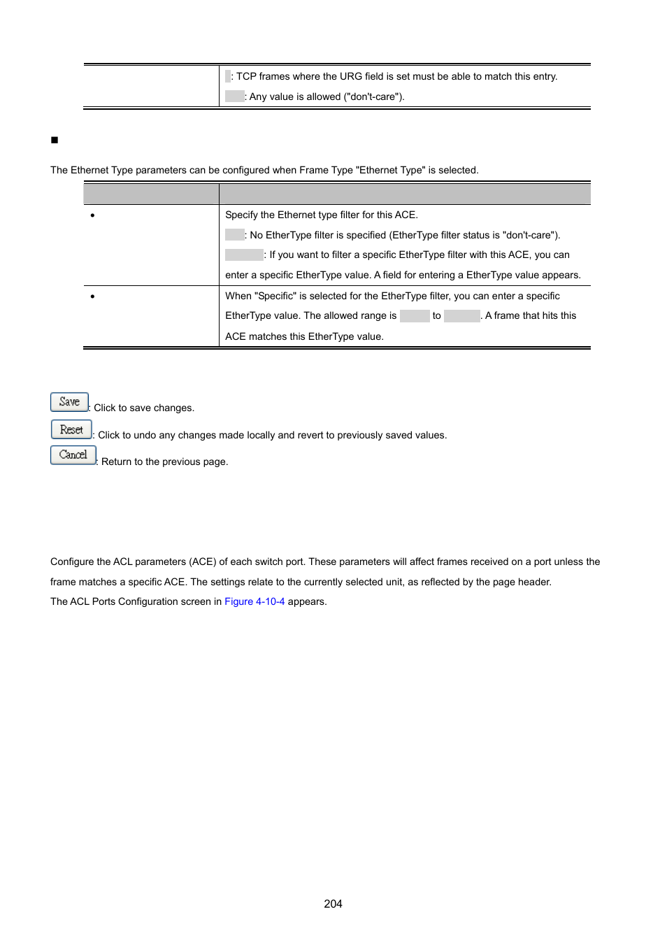 4 acl ports configuration | PLANET MGSW-24160F User Manual | Page 204 / 523