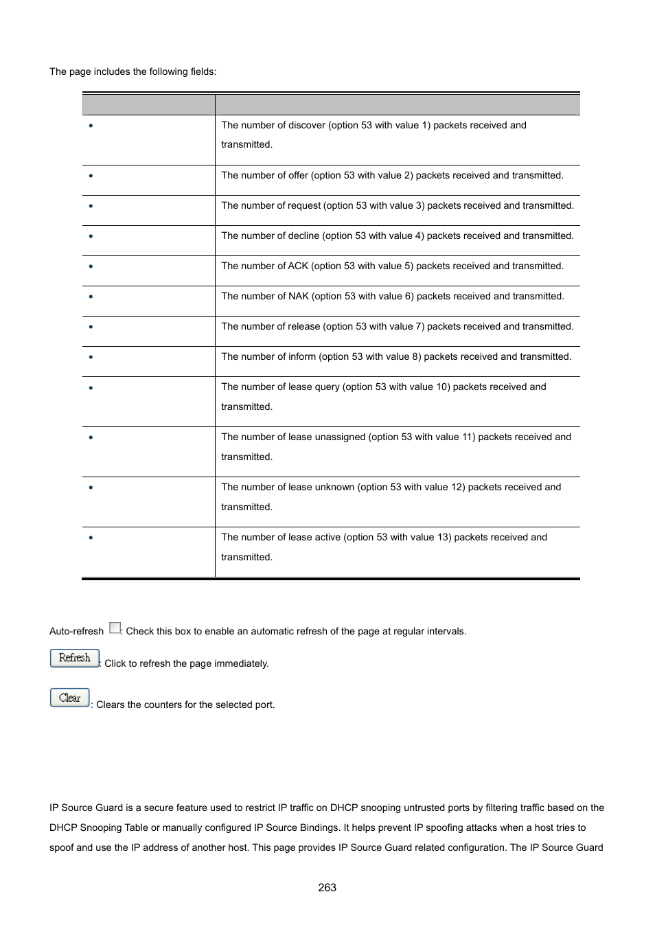 10 ip source guard configuration | PLANET MGSW-24160F User Manual | Page 263 / 523