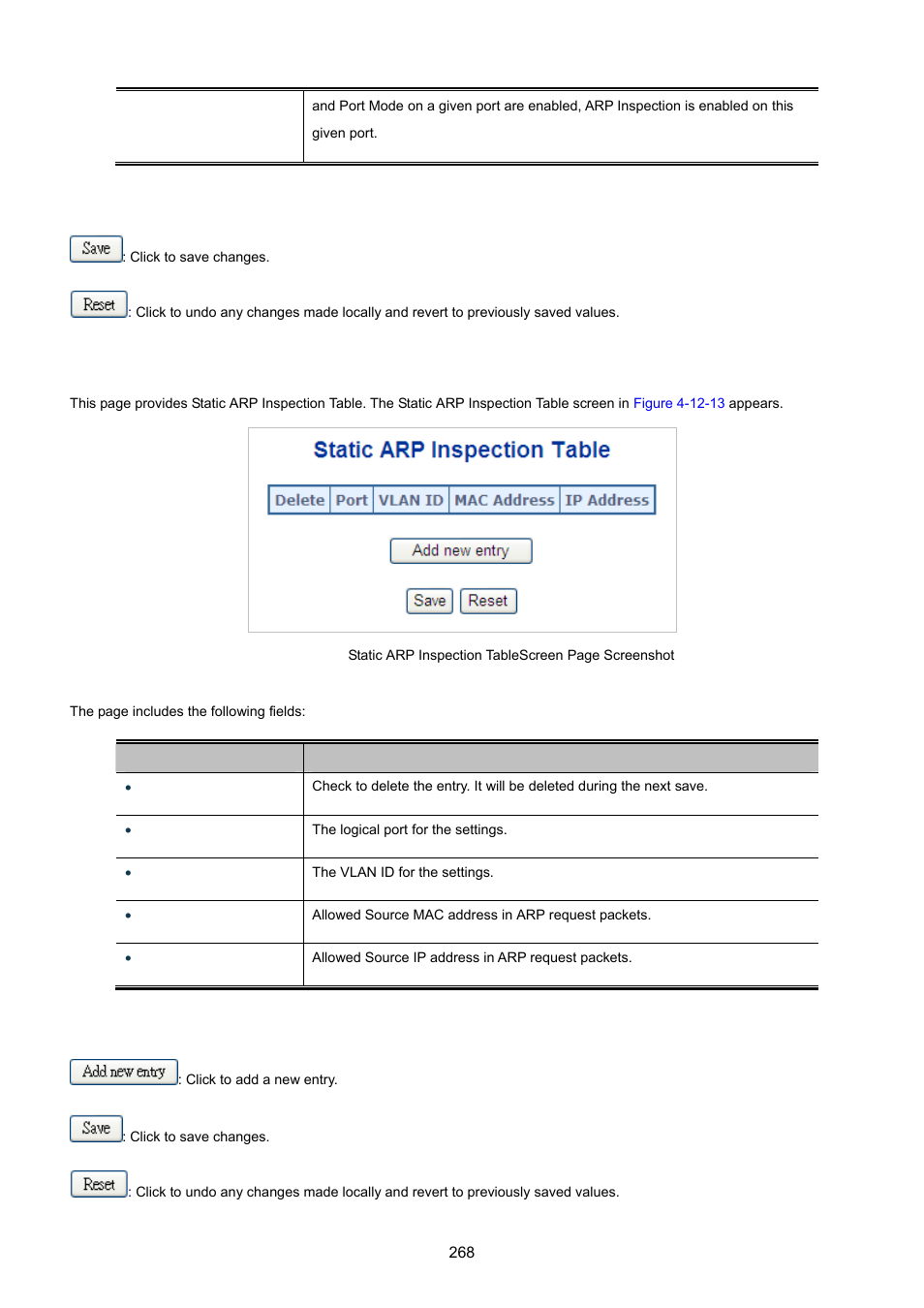 13 arp inspection static table | PLANET MGSW-24160F User Manual | Page 268 / 523