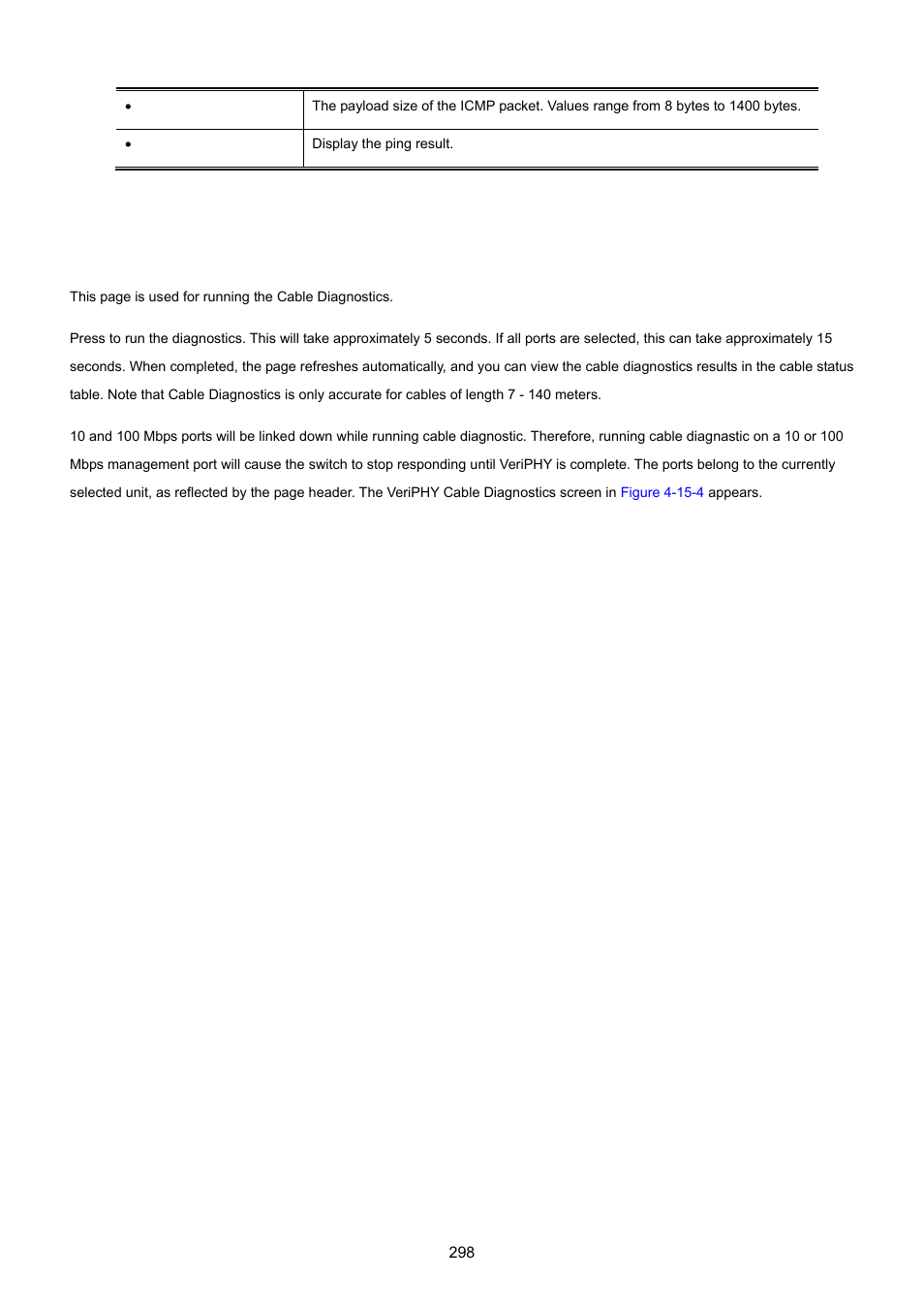 4 cable diagnostics | PLANET MGSW-24160F User Manual | Page 298 / 523