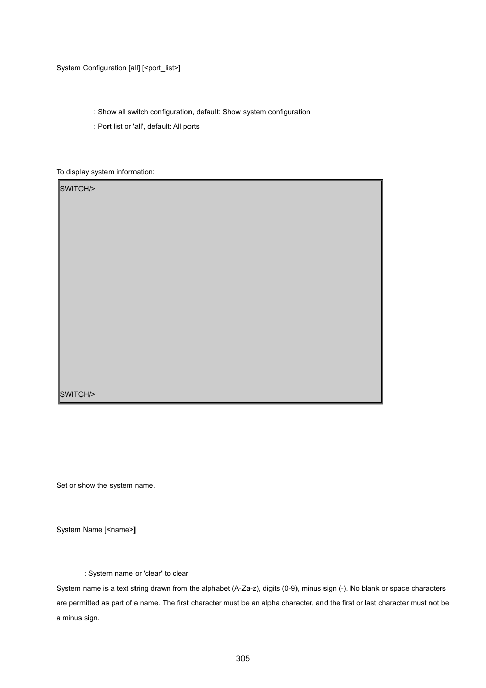 System name | PLANET MGSW-24160F User Manual | Page 305 / 523