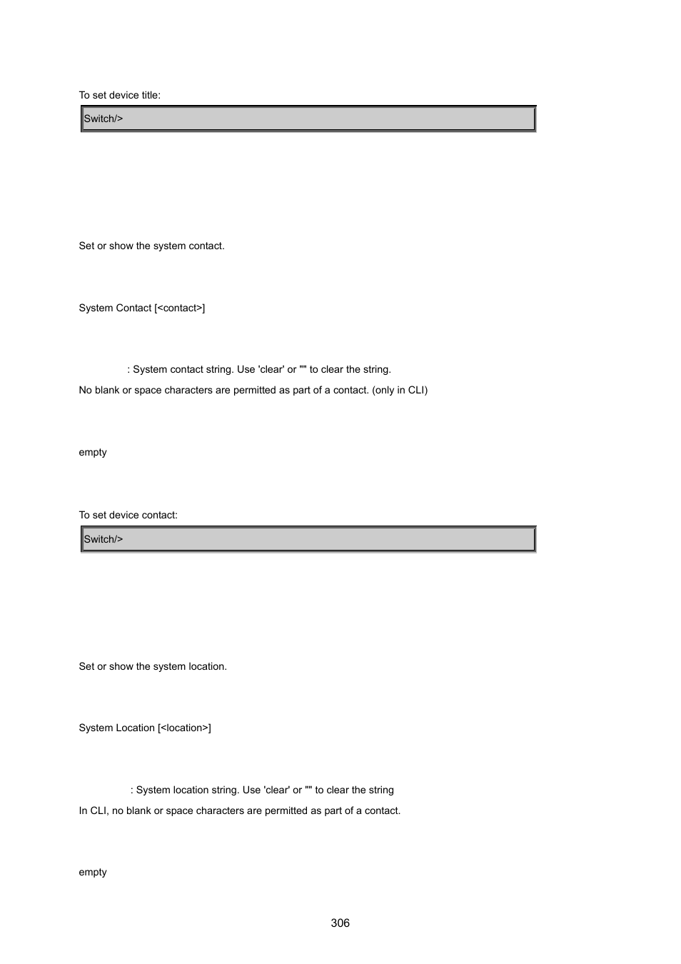 System contact, System location | PLANET MGSW-24160F User Manual | Page 306 / 523