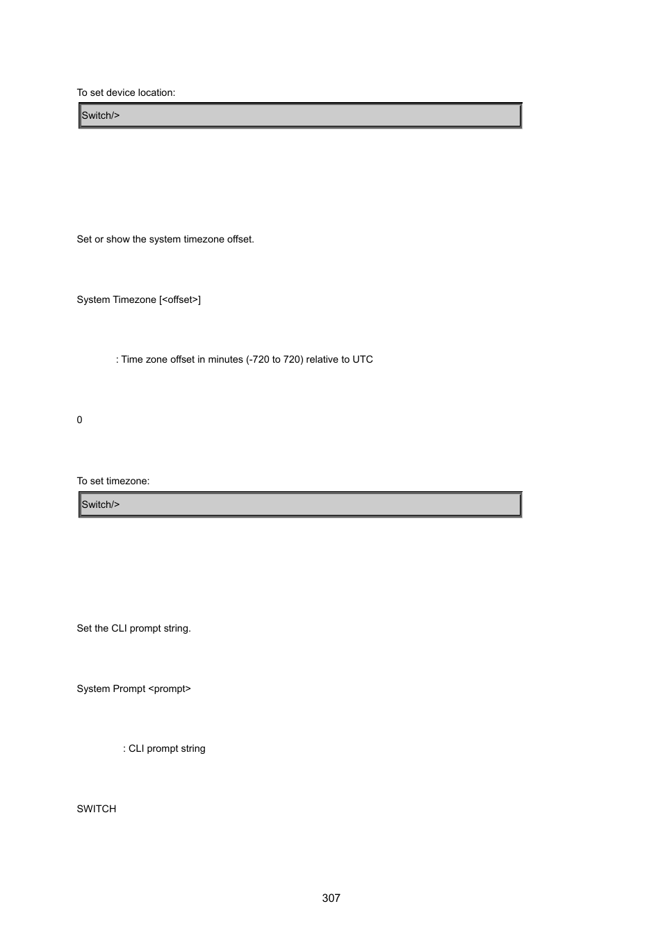 System timezone, System prompt | PLANET MGSW-24160F User Manual | Page 307 / 523