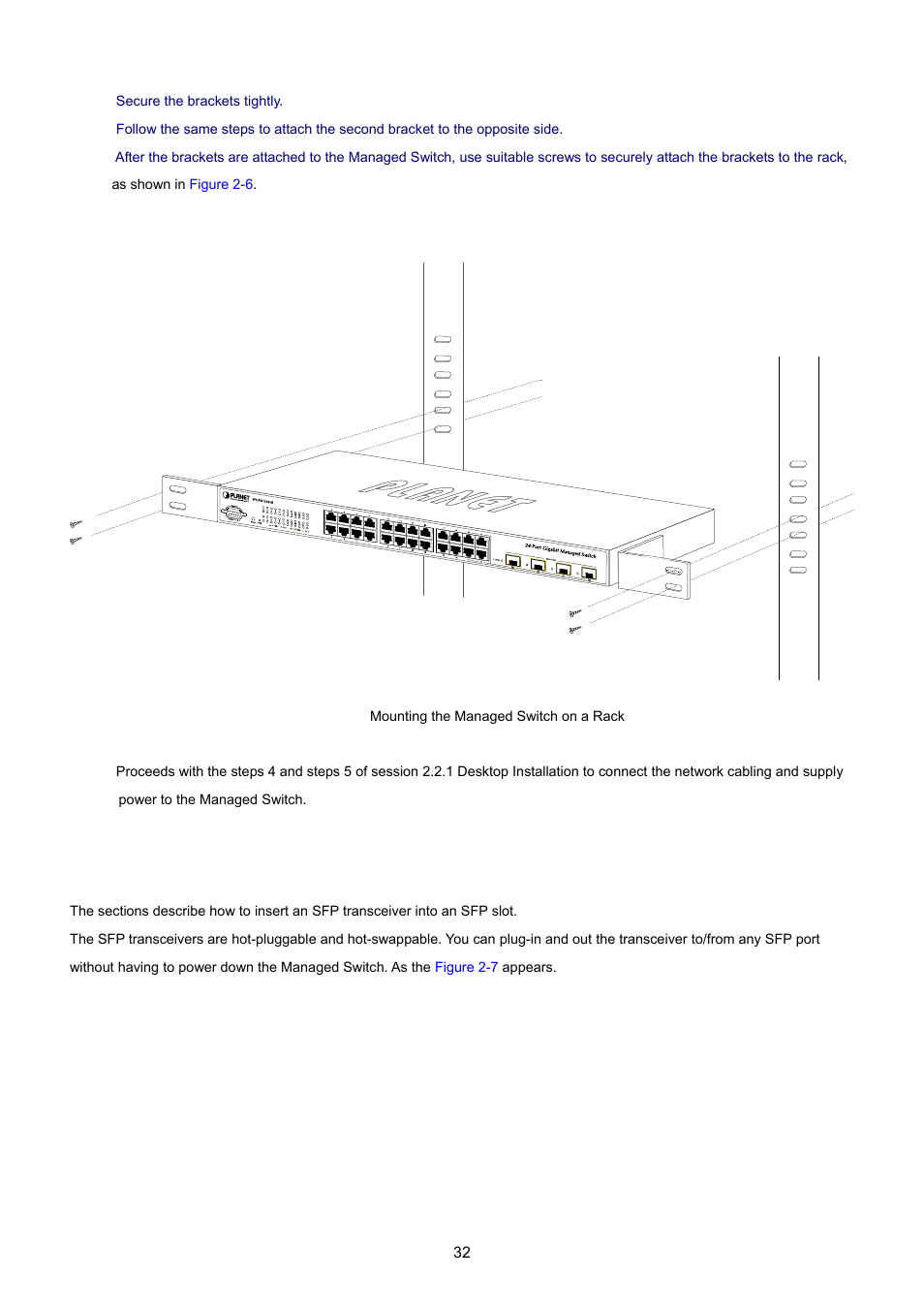 3 installing the sfp transceiver | PLANET MGSW-24160F User Manual | Page 32 / 523