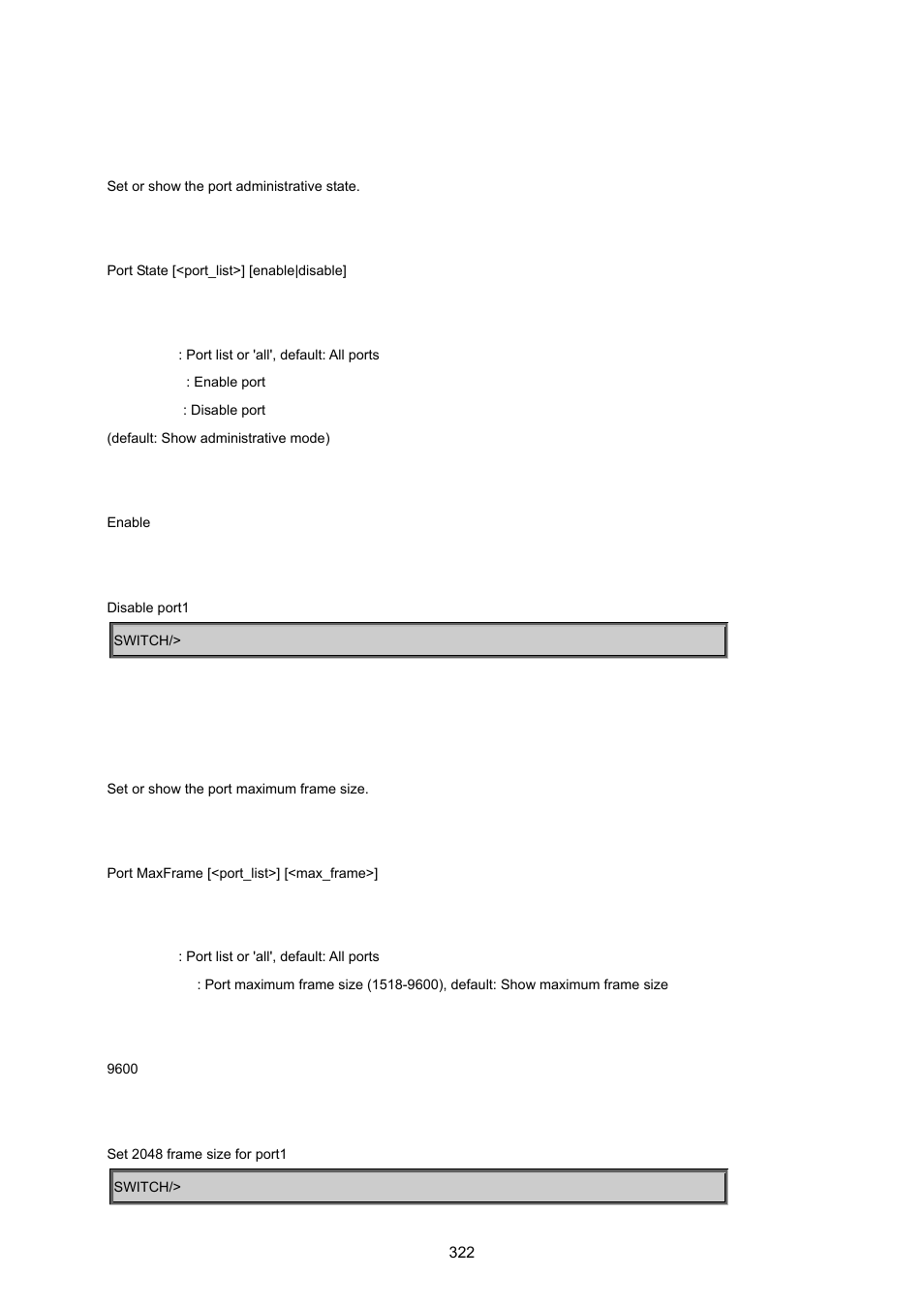 Port state, Port maximum frame | PLANET MGSW-24160F User Manual | Page 322 / 523