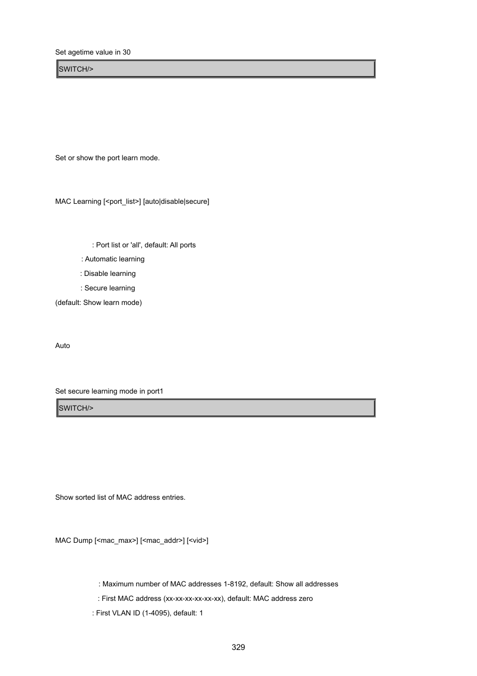 Mac learning, Mac dump | PLANET MGSW-24160F User Manual | Page 329 / 523