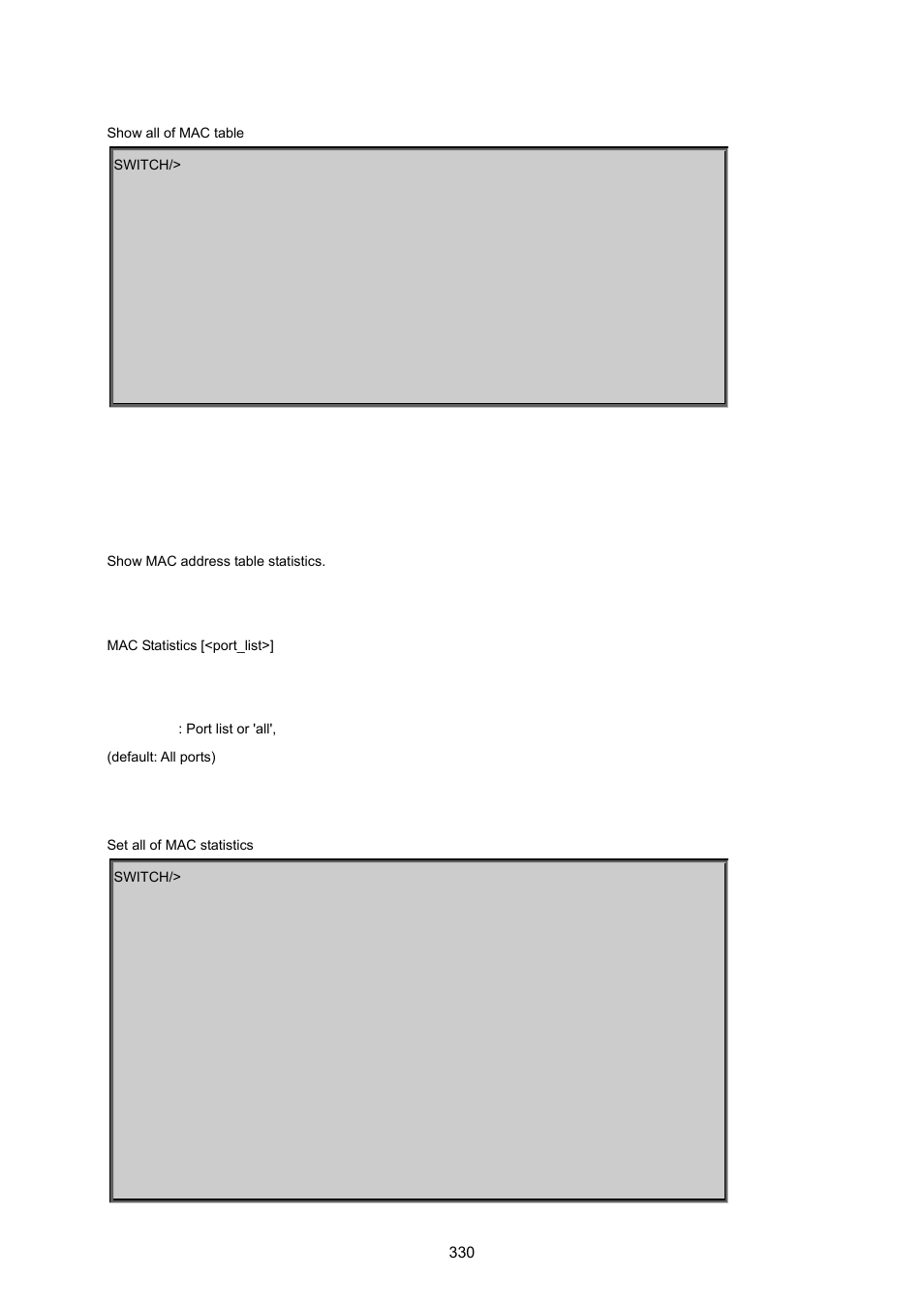 Mac statistics | PLANET MGSW-24160F User Manual | Page 330 / 523