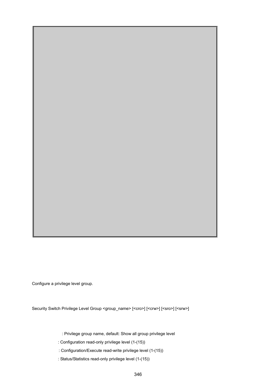 Security switch privilege level group | PLANET MGSW-24160F User Manual | Page 346 / 523