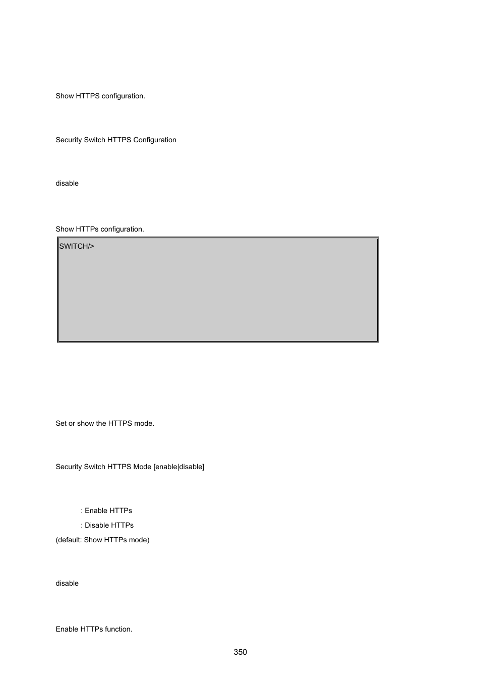 Security switch https configuration, Security switch https mode | PLANET MGSW-24160F User Manual | Page 350 / 523