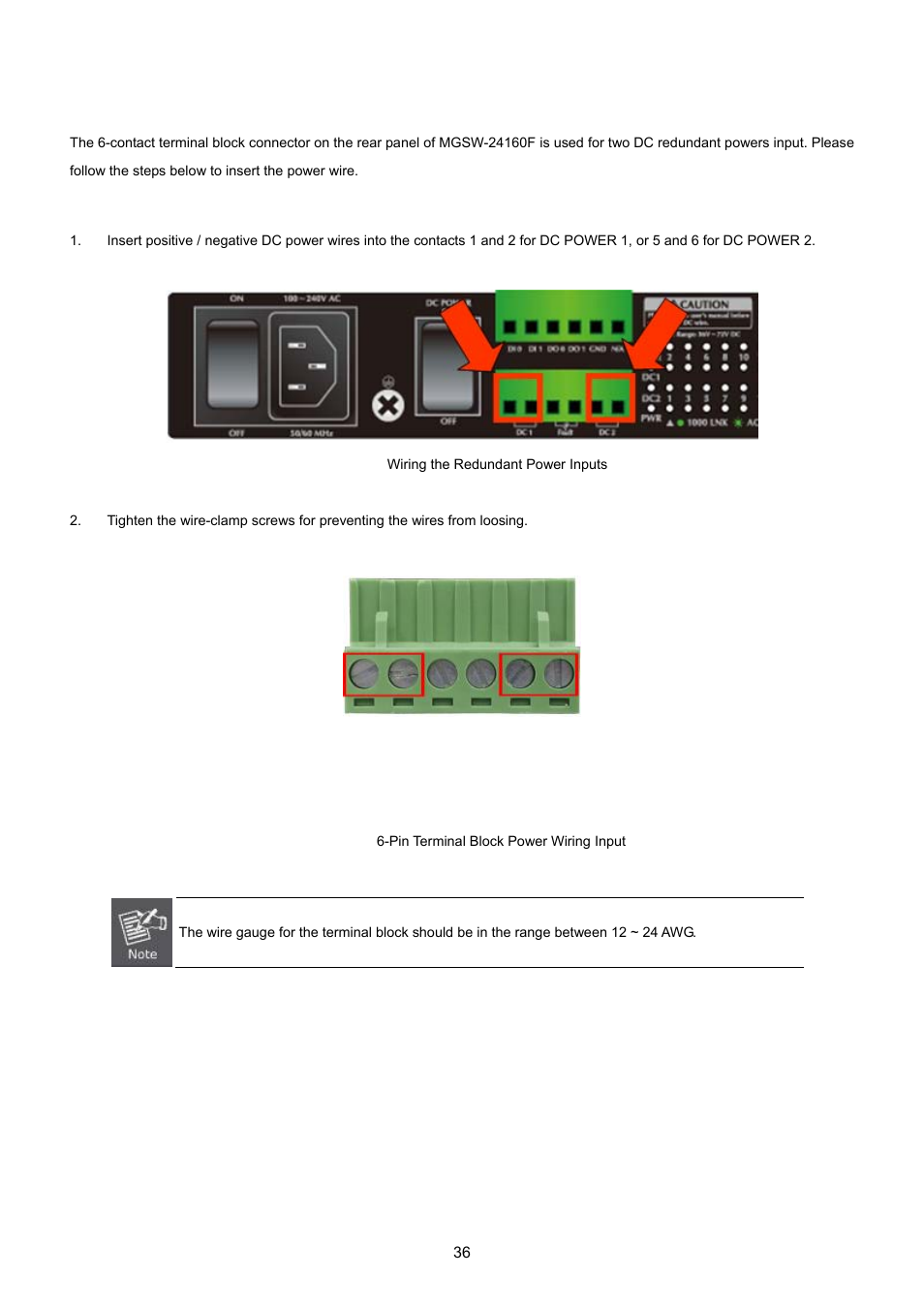 4 wiring the power input | PLANET MGSW-24160F User Manual | Page 36 / 523