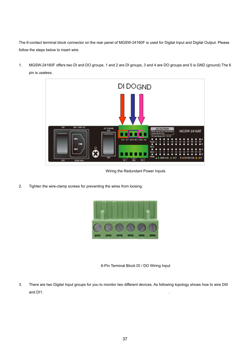 5 wiring the digital input / output | PLANET MGSW-24160F User Manual | Page 37 / 523