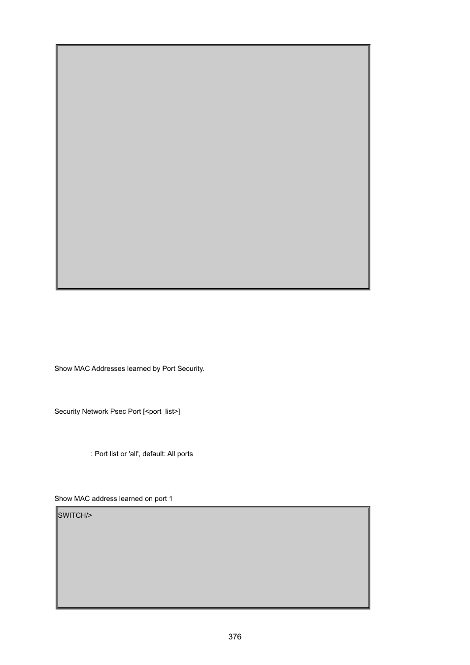 Security network psec port | PLANET MGSW-24160F User Manual | Page 376 / 523