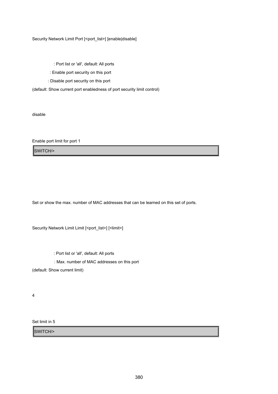 Security network limit limit | PLANET MGSW-24160F User Manual | Page 380 / 523
