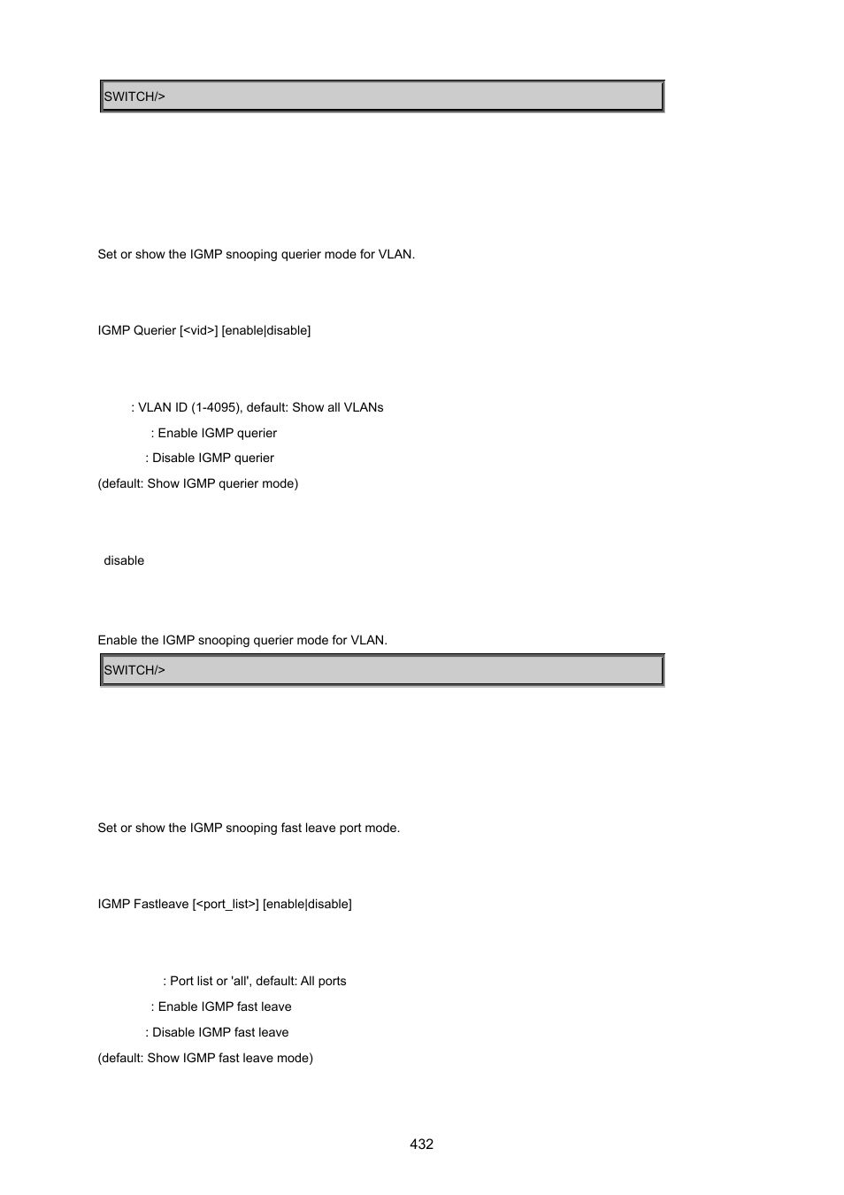 Igmp querier, Igmp fastleave | PLANET MGSW-24160F User Manual | Page 432 / 523