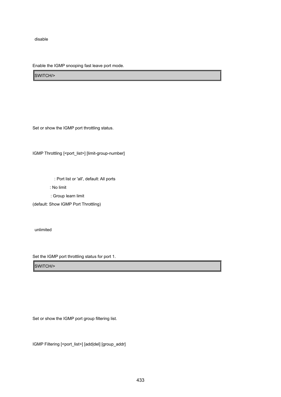 Igmp throttling, Igmp filtering | PLANET MGSW-24160F User Manual | Page 433 / 523
