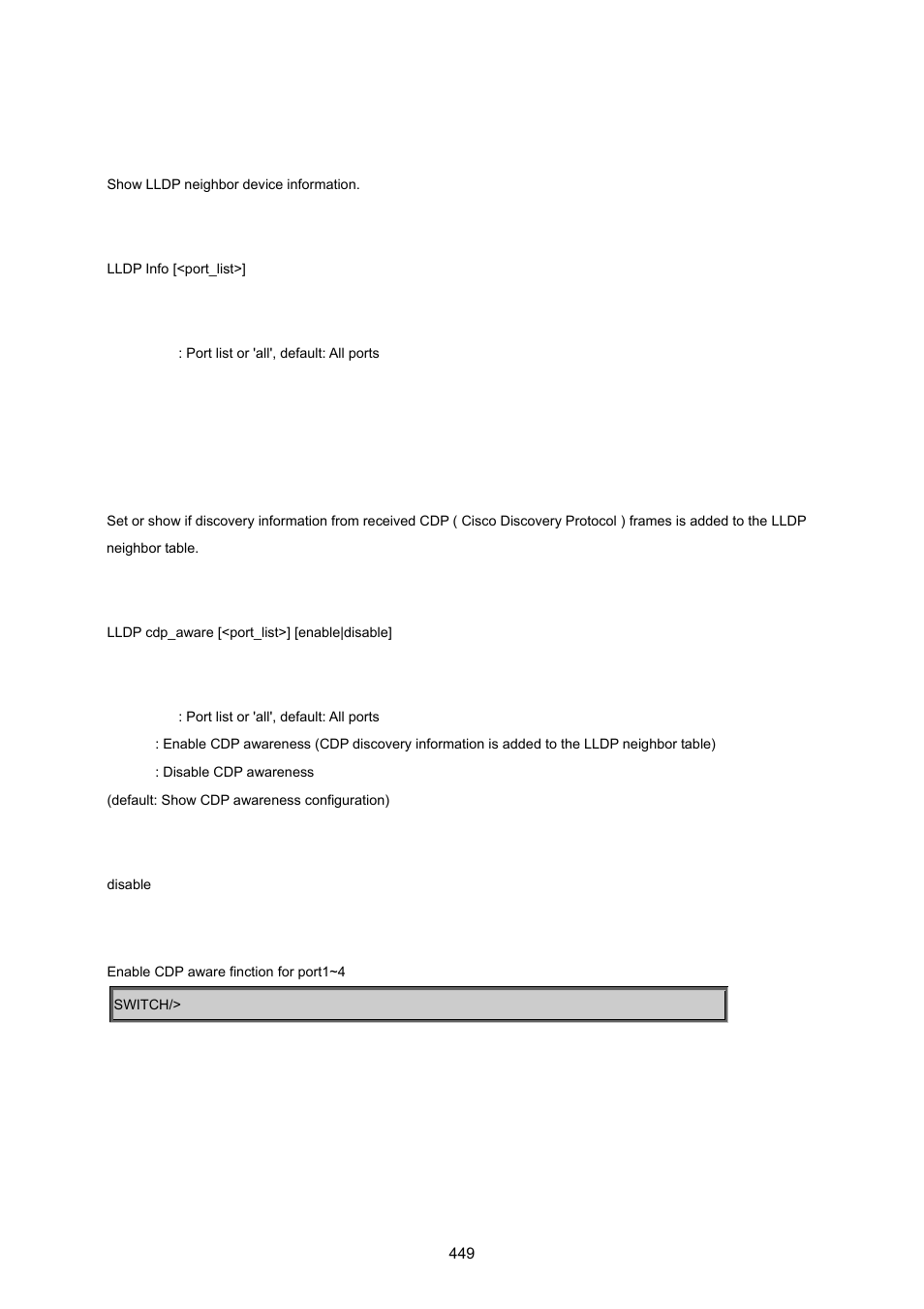 Lldp info, Lldp cdp aware | PLANET MGSW-24160F User Manual | Page 449 / 523