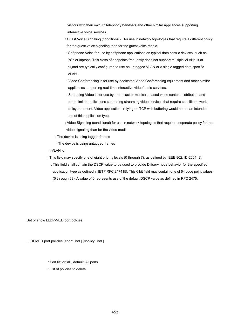 Lldpmed port policy | PLANET MGSW-24160F User Manual | Page 453 / 523