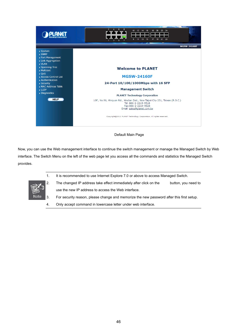 PLANET MGSW-24160F User Manual | Page 46 / 523
