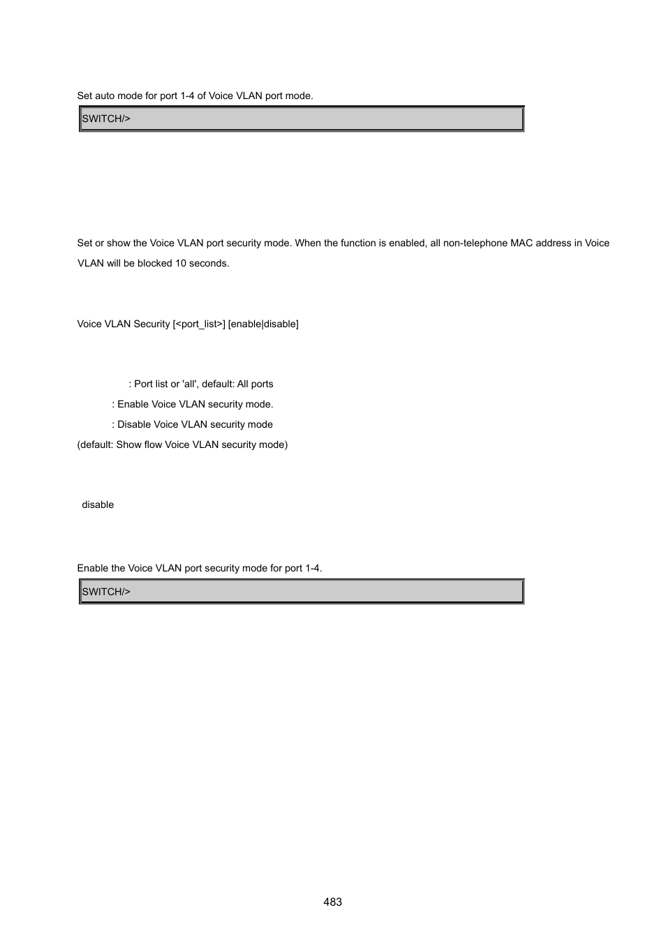 Voice vlan security | PLANET MGSW-24160F User Manual | Page 483 / 523