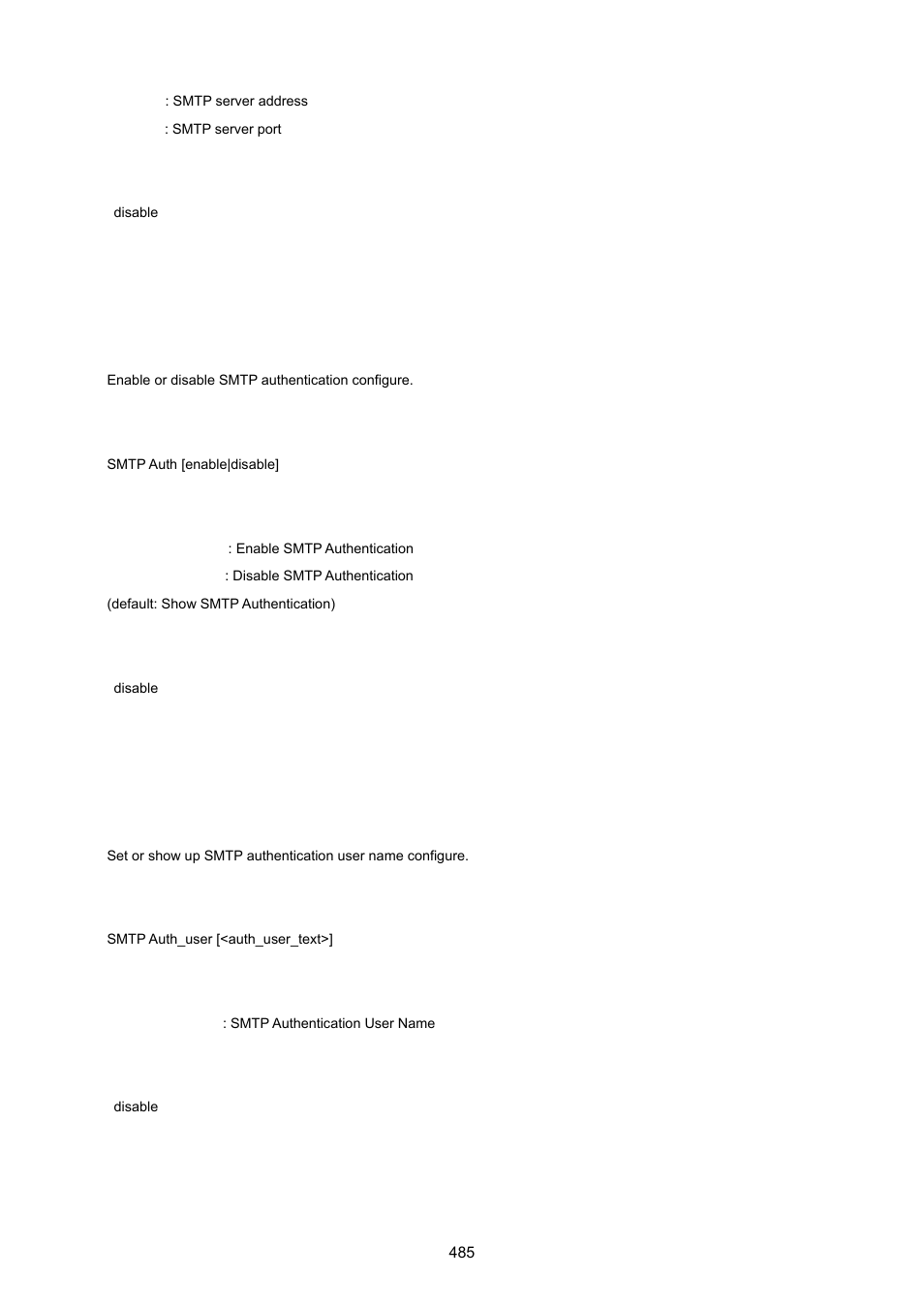 Smtp auth, Smtp auth_user | PLANET MGSW-24160F User Manual | Page 485 / 523