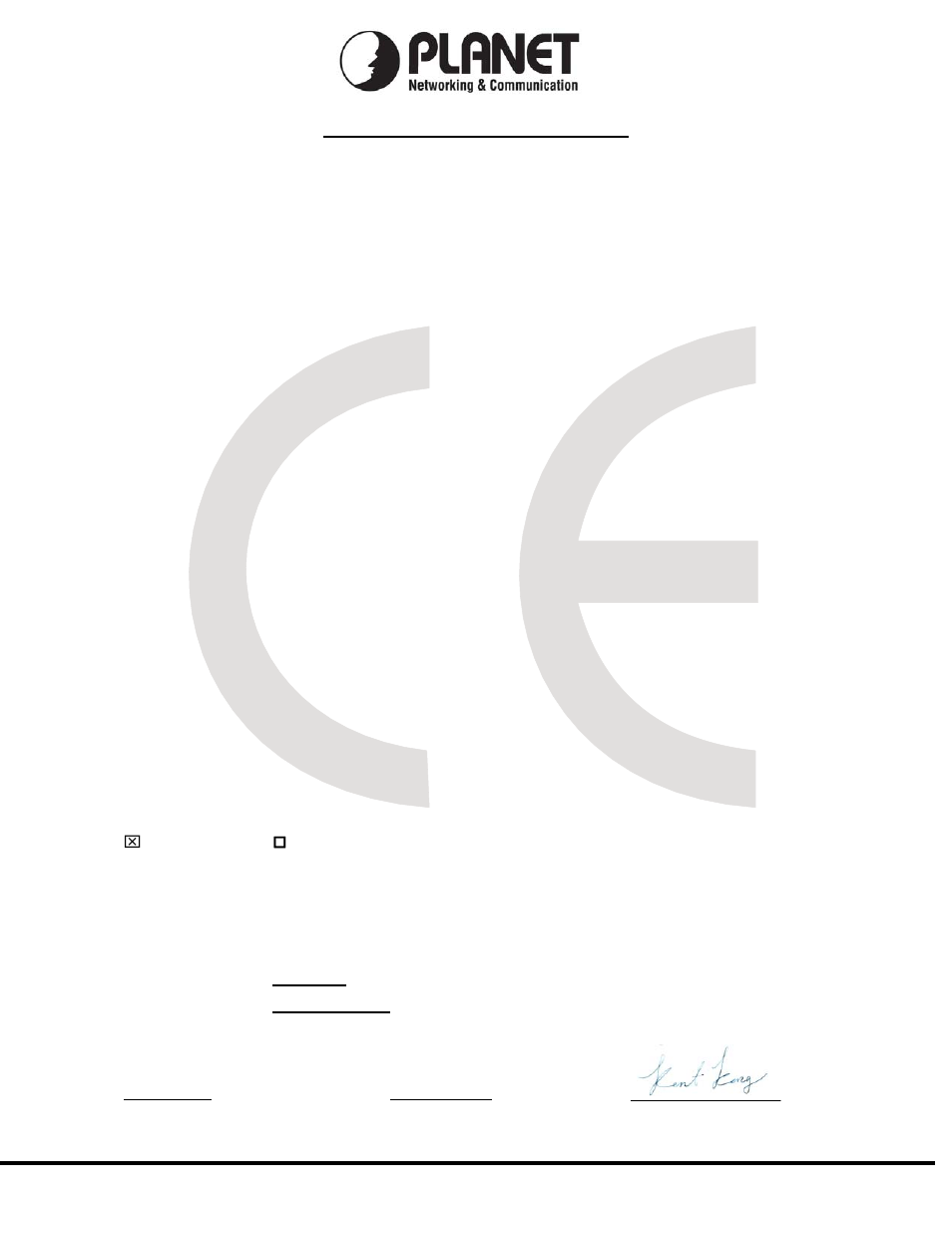 Ec declaration of conformity, Planet technology corporation | PLANET MGSW-24160F User Manual | Page 523 / 523