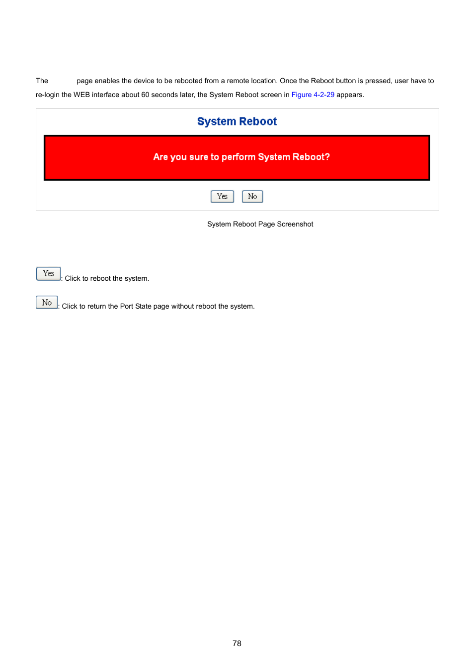 22 system reboot | PLANET MGSW-24160F User Manual | Page 78 / 523