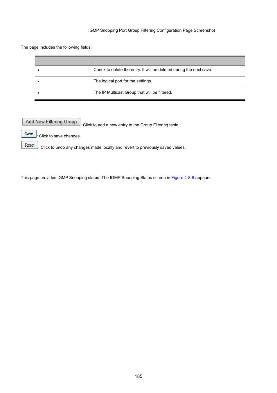 5 igmp snooping status | PLANET MGSW-28240F User Manual | Page 185 / 643