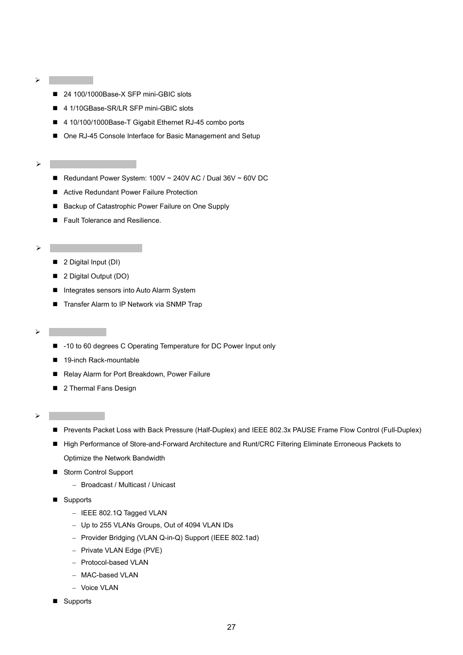 4 product features | PLANET MGSW-28240F User Manual | Page 27 / 643