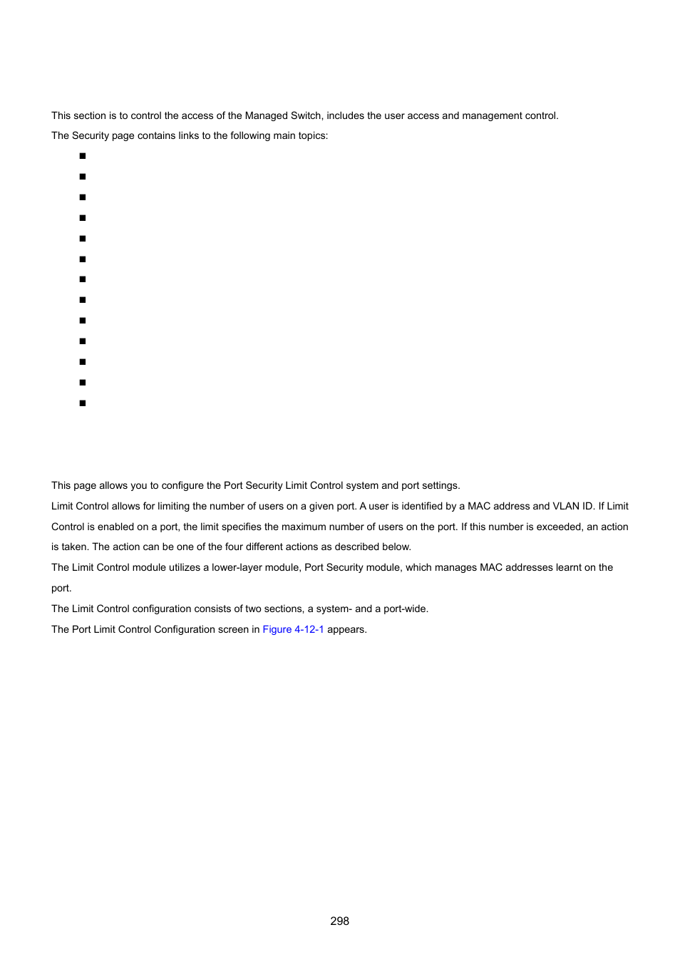 12 security, 1 port limit control | PLANET MGSW-28240F User Manual | Page 298 / 643