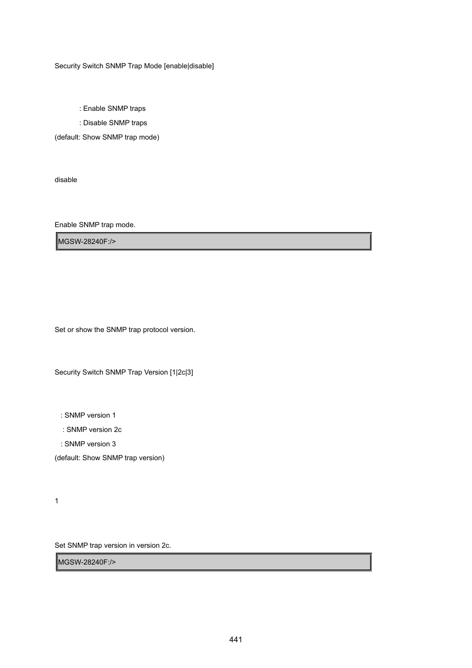 Security switch snmp trap version | PLANET MGSW-28240F User Manual | Page 441 / 643