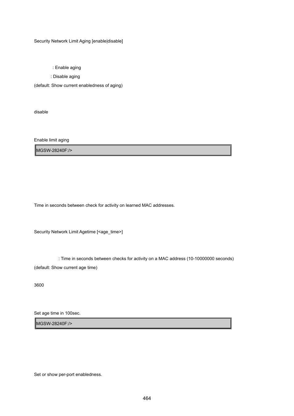 Security network limit agetime, Security network limit port | PLANET MGSW-28240F User Manual | Page 464 / 643