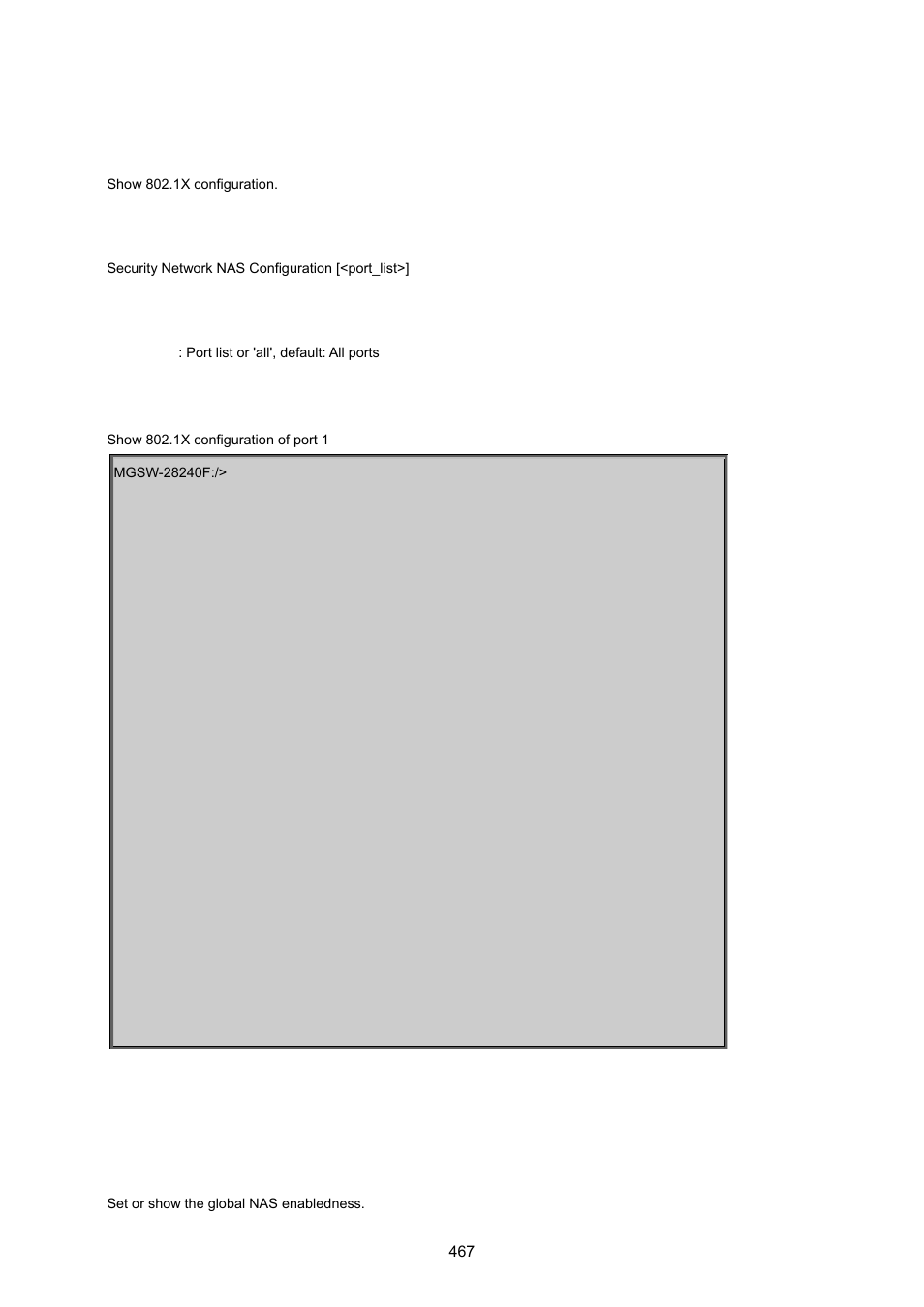 Security network nas configuration, Security network nas mode | PLANET MGSW-28240F User Manual | Page 467 / 643