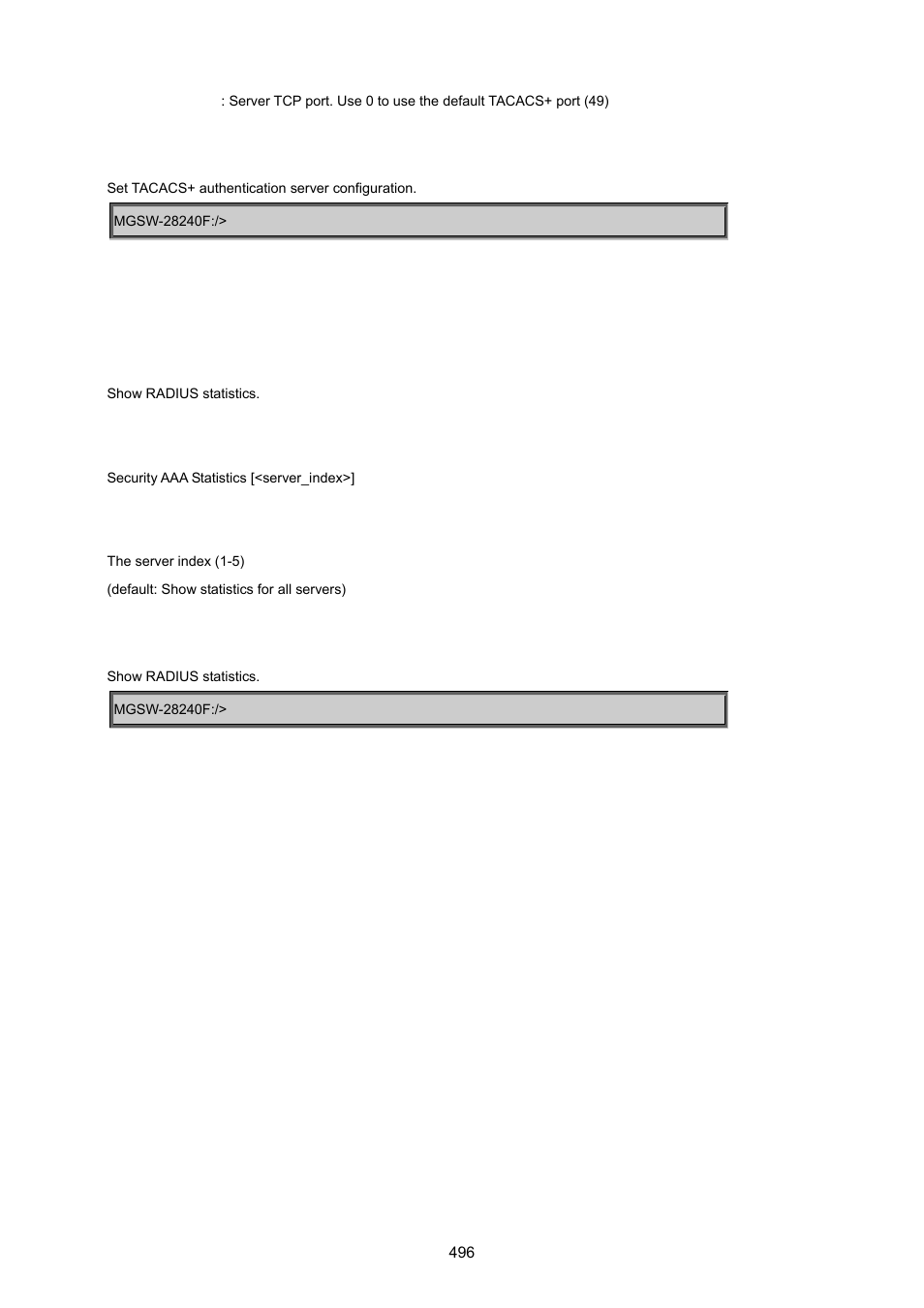 Security aaa statistics | PLANET MGSW-28240F User Manual | Page 496 / 643