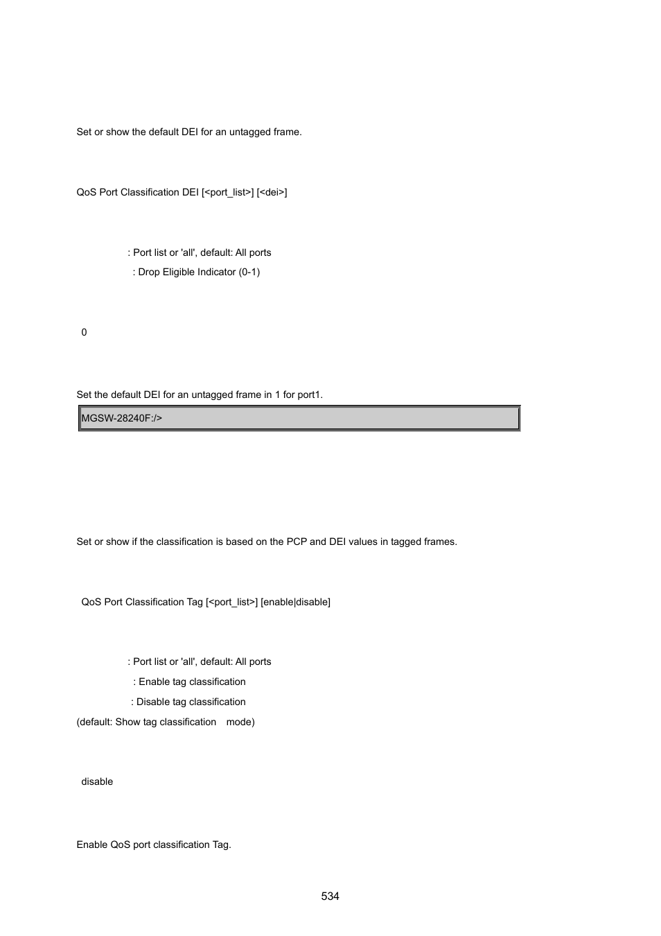 Qos port classification dei, Qos port classification tag | PLANET MGSW-28240F User Manual | Page 534 / 643