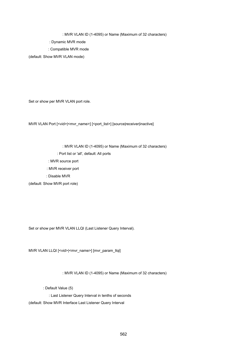 Mvr vlan port, Mvr vlan llqi | PLANET MGSW-28240F User Manual | Page 562 / 643