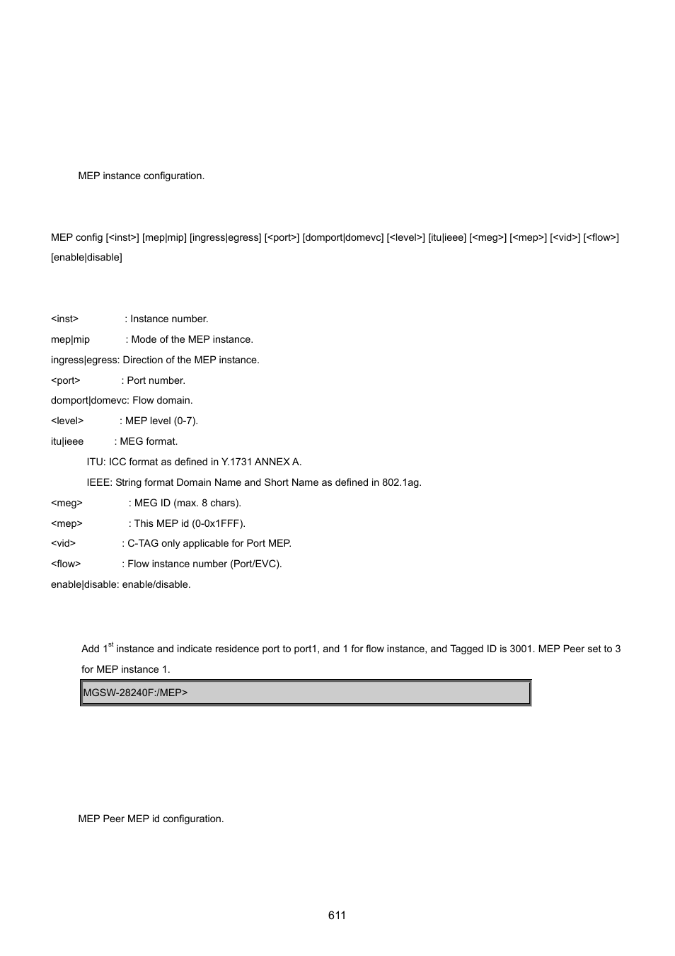 26 mep command, Mep config, Mep peer | PLANET MGSW-28240F User Manual | Page 611 / 643